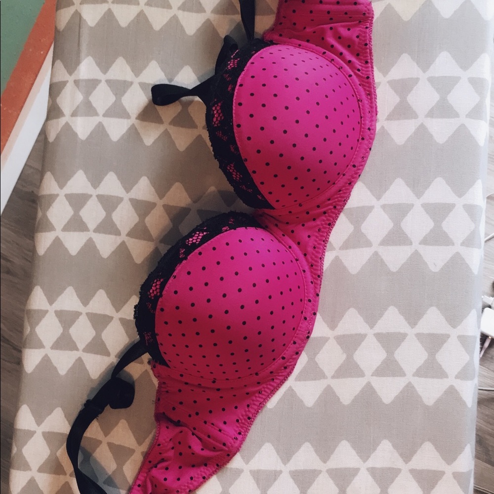Candies Pink & Black Polka Dots Bra